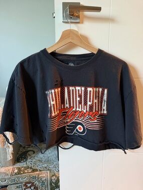 NHL Black Crewneck Tee with White Logo Print